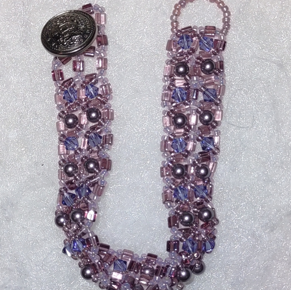 Woven Plum Colored Beaded Petite Bracelet